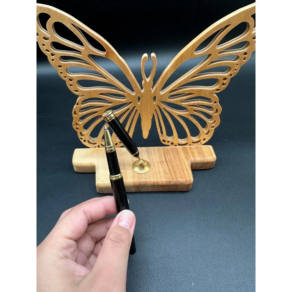 Butterfly Wood Pen‎ Holder North Pole Alaska Handmade Desk Decor Gift